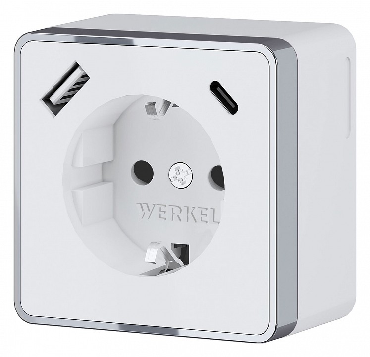 Розетка с заземлением, шторками и USB Werkel Gallant (белая) W5071701