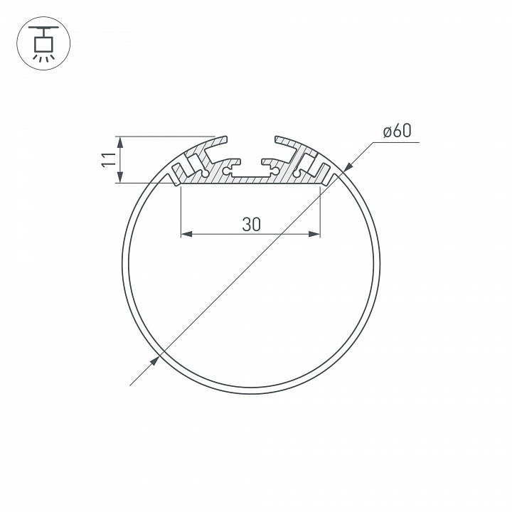 Профиль подвесной Arlight SL-ROUND-D60-2000 ANOD 019286