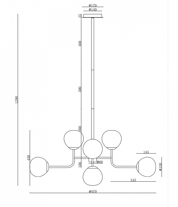 Люстра на штанге Maytoni Erich MOD221-PL-08-N