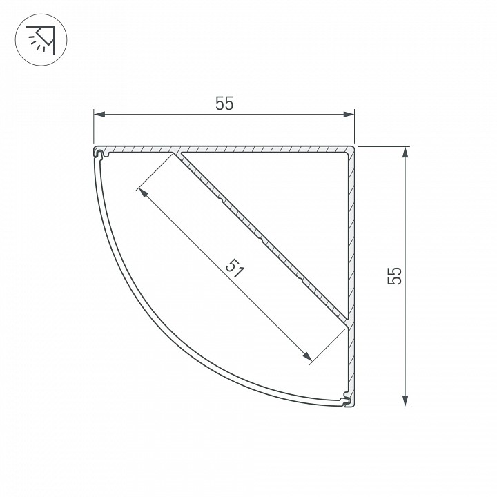 Профиль накладной угловой внутренний Arlight SL-KANT 44578