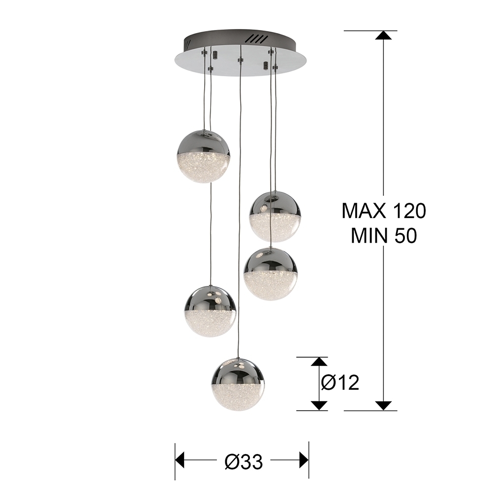 Подвесной светильник Sphere 5L LED Ø33 хром