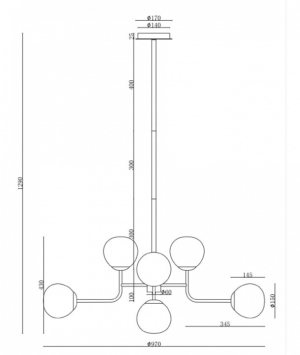 Люстра на штанге Maytoni Erich MOD221-PL-08-G