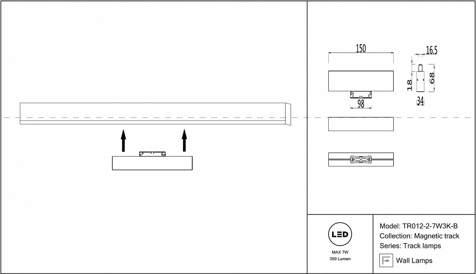 Накладной светильник Maytoni BASIS TR012-2-7W3K-B