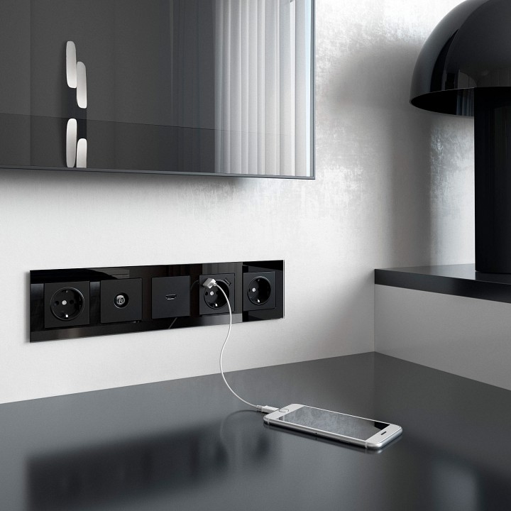 Розетка с заземлением, шторками и 2хUSB, без рамки Werkel W117 7 W1171508