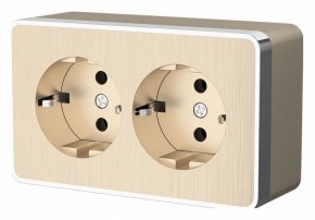 Розетка двойная с заземлением Werkel шампань рифленый W5072110