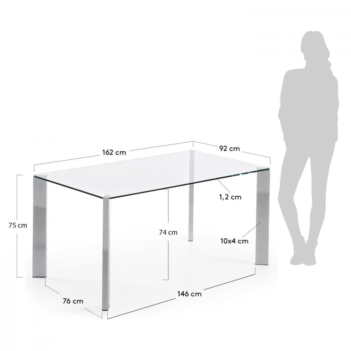 Стол стеклянный Corner хромированный