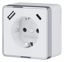Розетка с заземлением, шторками и USB Werkel Gallant (белая) W5071701