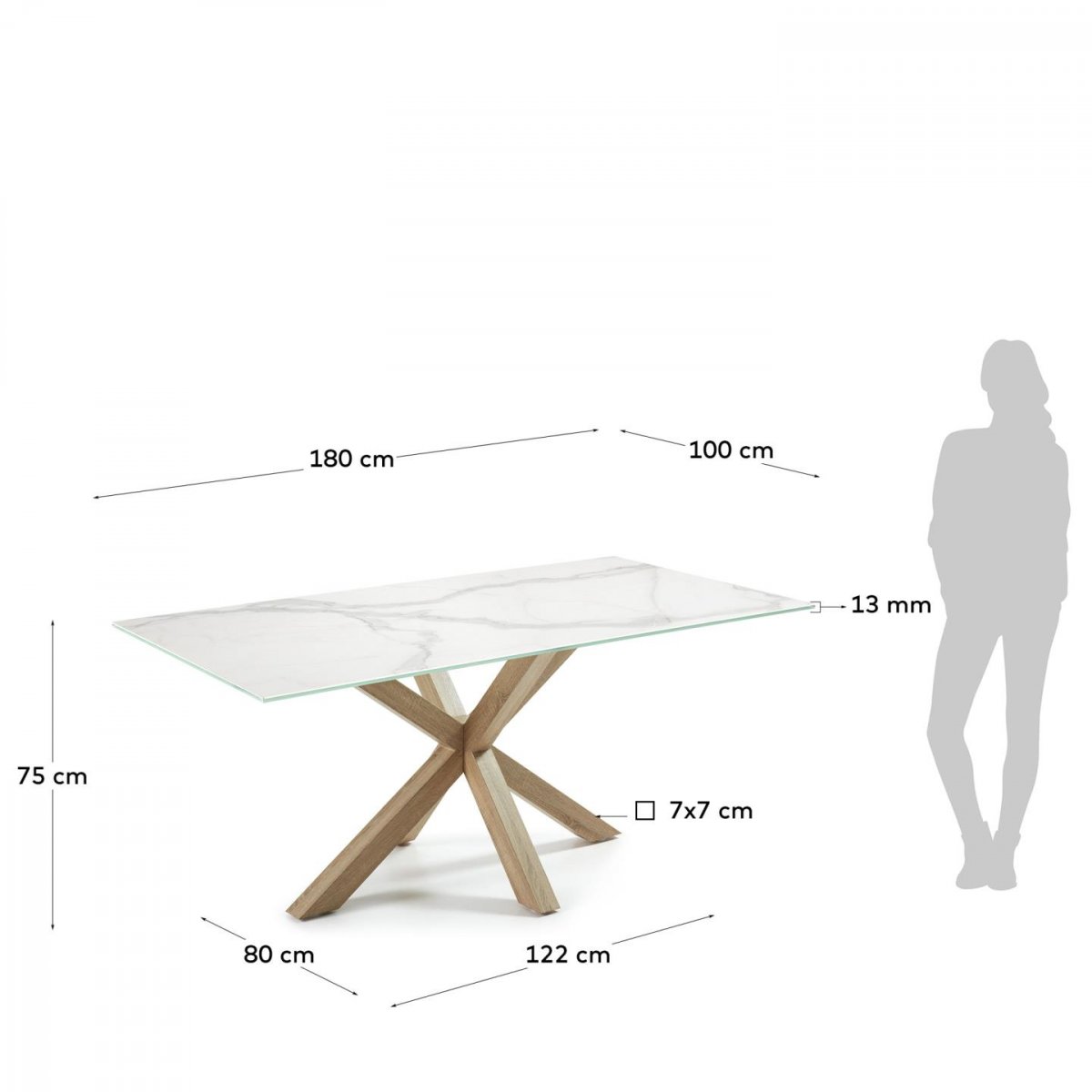 Стол Arya 180x100 керамика Kalos Blanco