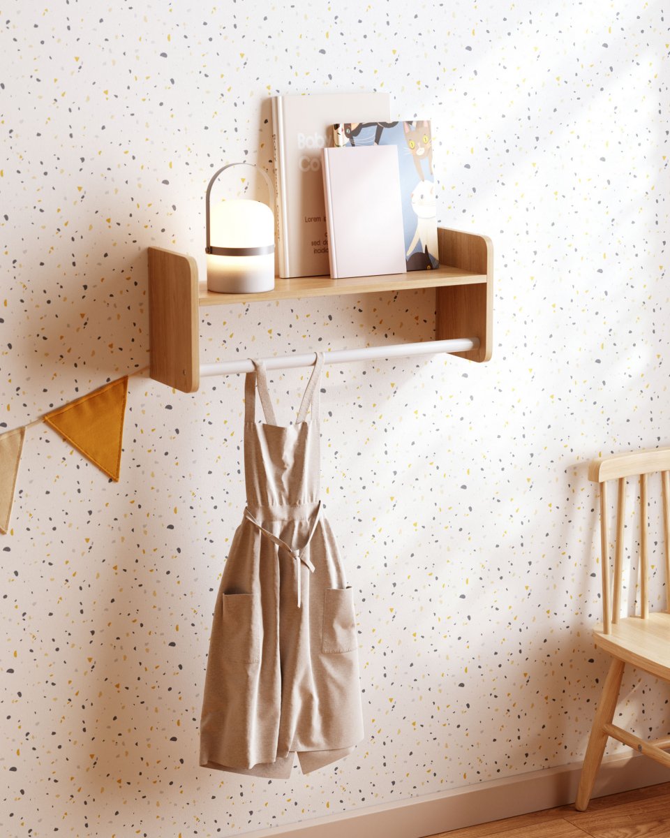 Полка Florentina с вешалками из массива натуральной сосны FSC и белого МДФ 52,5 см