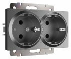 Розетка двойная с заземлением без рамки Werkel графит матовый W1172064