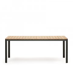 Bona Уличный стол из алюминия в черной отделке и тикового дерева 200 x 100 см