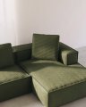 3-х местный диван Blok с правым шезлонгом в зеленом толстом вельвете 330 см