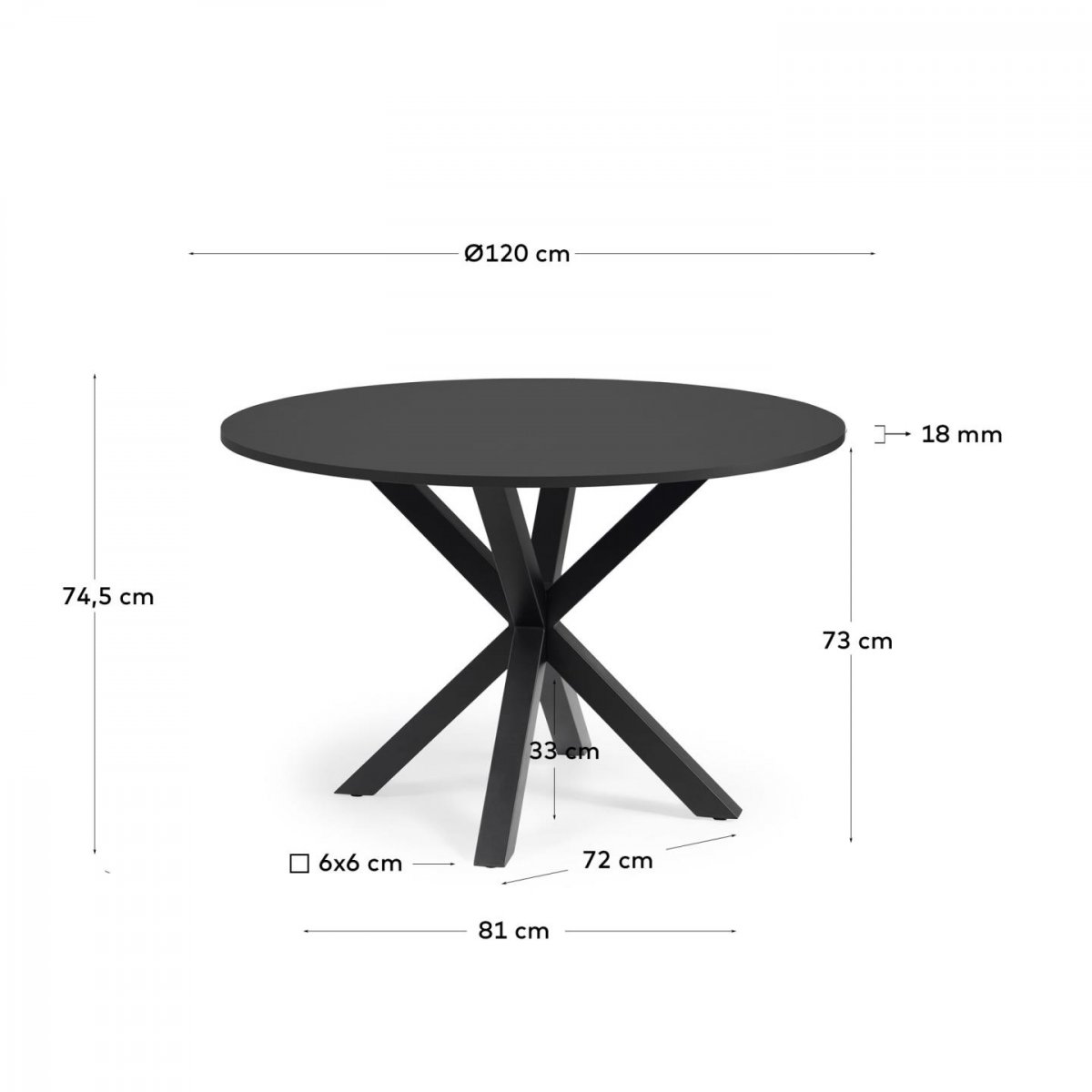 ARYA Круглый Ø 119 cm MDF стол со стальными черными ножками