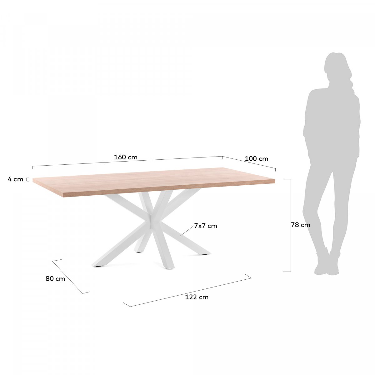 Стол Arya 160x100 белый натуральный