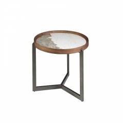 Круглый журнальный столик 2130/437-B из ореха и керамики