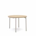 Montuiri Круглый раздвижной стол из дубового шпона с ножками серого цвета, Ø90(130) см