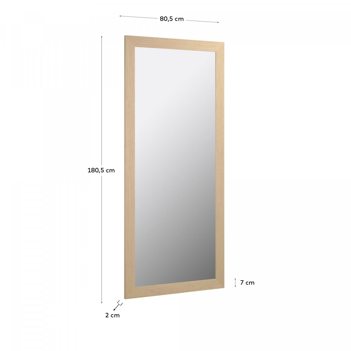 Зеркало Yvaine натуральная отделка в широкой раме 80 x 180 cm