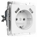 Розетка с заземлением, шторками и 2хUSB, без рамки Werkel белый матовый W1171561