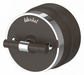 Выключатель двухклавишный с корпусом Werkel Vintage мокко, хром W5822052